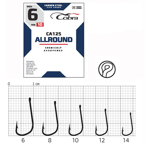 картинка Крючки Cobra ALLROUND сер. CA125 разм. 006 10шт. от магазина Fisherman Market