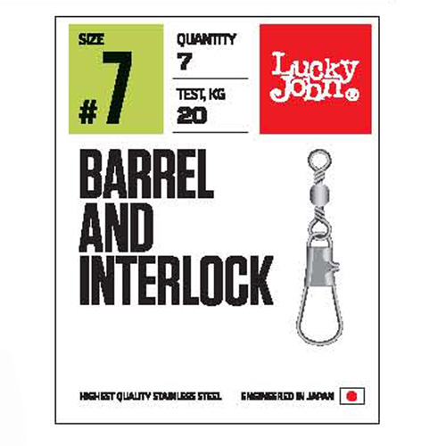 картинка Вертлюги c застеж. LJ Pro Series BARREL AND INTERLOCK Black 007 7шт. от магазина Fisherman Market
