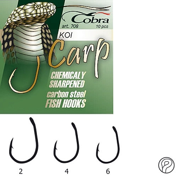 картинка Крючки Cobra CARP KOI сер.708NSB разм.002 10шт. от магазина Fisherman Market