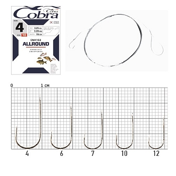 картинка Крючки с поводком Cobra ALLROUND 70cm, 0,12mm, разм.12, 10шт. от магазина Fisherman Market