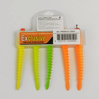 картинка Приманки поролоновые 3D Ex WORM FLUO 10см под офсет. крюч. №1, 2, 4/MIX 5шт. от магазина Fisherman Market