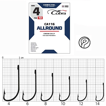 картинка Крючки Cobra ALLROUND сер. CA116 разм. 006 10шт. от магазина Fisherman Market