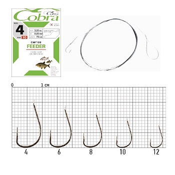картинка Крючки с поводком Cobra FEEDER 70cm, 0,12mm, разм.12, 10шт. от магазина Fisherman Market