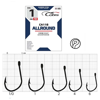 картинка Крючки Cobra ALLROUND сер. CA118 разм. 001 10шт. от магазина Fisherman Market