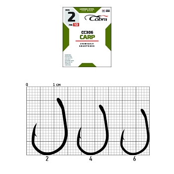 картинка Крючки Cobra CARP сер. CC306 разм. 006 10шт. от магазина Fisherman Market