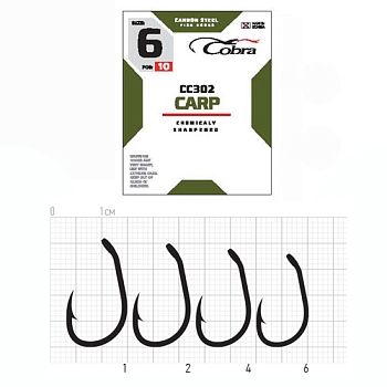 картинка Крючки Cobra CARP сер. CC302 разм.001 8шт. от магазина Fisherman Market