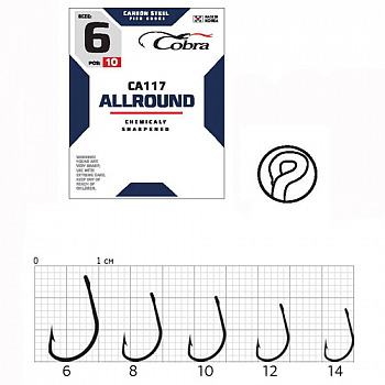 картинка Крючки Cobra ALLROUND сер. CA117 разм. 006 10шт. от магазина Fisherman Market