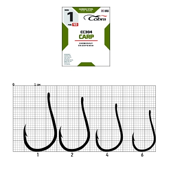 картинка Крючки Cobra CARP сер. CC304 разм. 001 10шт. от магазина Fisherman Market