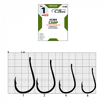 картинка Крючки Cobra CARP сер. CC304 разм. 001 10шт. от магазина Fisherman Market