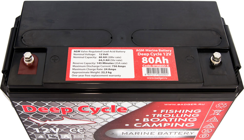 картинка Аккумулятор MARINE DEEP CYCLE AGM (глубокой разрядки, 80 а/ч) от магазина Fisherman Market